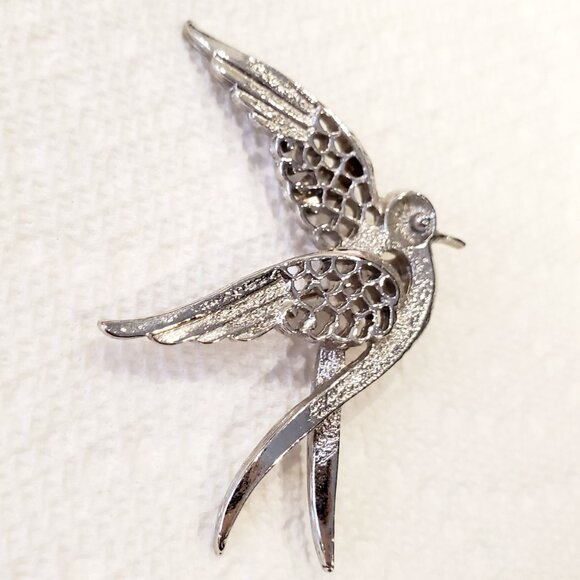 Vintage Silver Brooch Walking Filagree Bird SARAH COVENTRY Canada Mid Size - Picture 3 of 4
